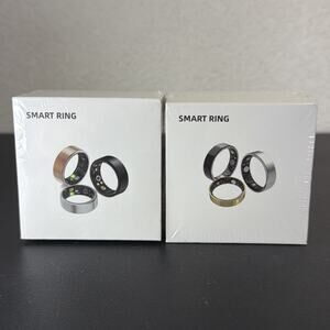 2-Pack Smart Ring Size 11 Black Gold IP68 Fitness Health Tracker New Sealed